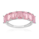 Bague argent 925 zirconias roses - vue 1