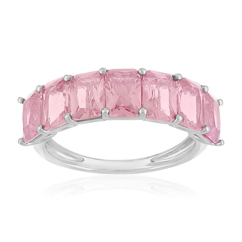 Bague argent 925 zirconias roses - vue 1