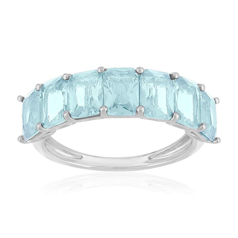 Bague argent 925 cristal bleu - vue 1