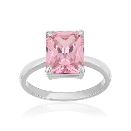 925 sterling silver ring with pink zirconia