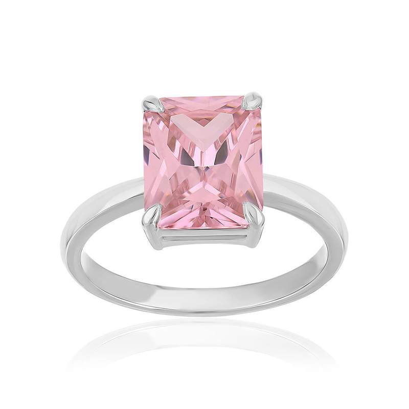 Bague argent 925 zirconia rose - vue 1