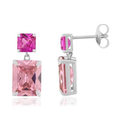 925 sterling silver earrings with pink zirconia stones