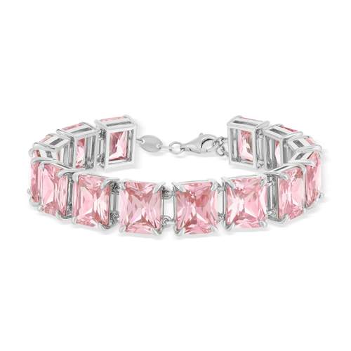 925 sterling silver bracelet with pink zirconia stones