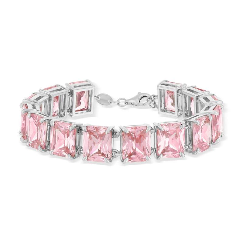 Bracelet argent 925 zirconias roses - vue 1