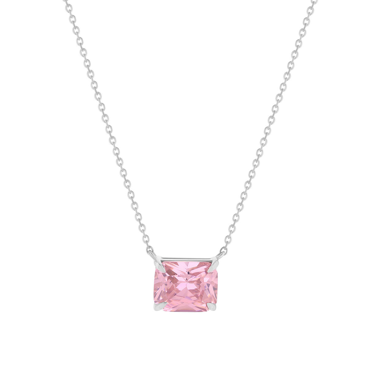 Collier argent 925 zirconia rose 45cm