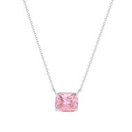 Collier argent 925 zirconia rose 45cm
