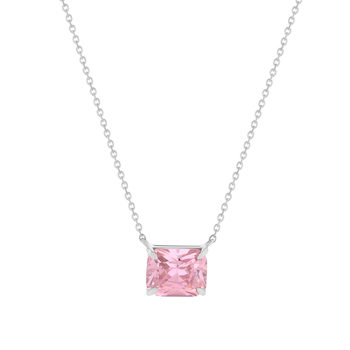 Collier argent 925 zirconia rose 45cm