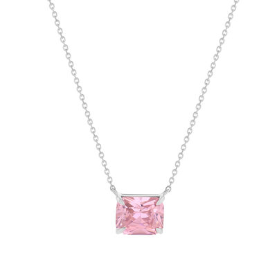 Collier argent 925 zirconia rose 45cm