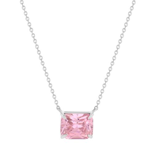 925 sterling silver necklace with pink zirconia, 45 cm