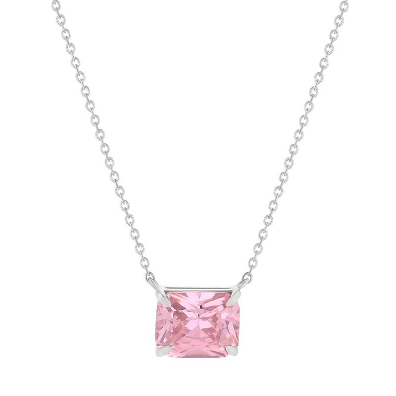 Collier argent 925 zirconia rose 45cm - vue 1