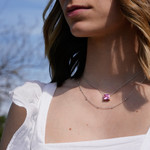 Collier argent 925 zirconia rose 45cm - vue porté 2