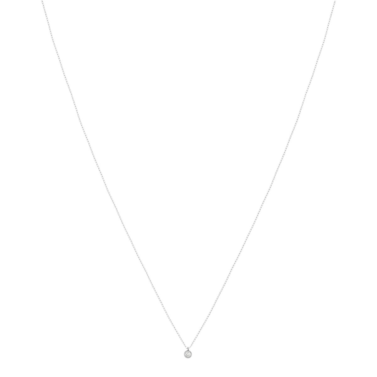 Collier or 750 blanc diamant taille brillant 0.10 ct 42 cm - vue 2