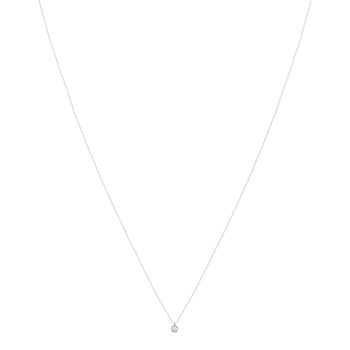 Collier or 750 blanc diamant taille brillant 0.10 ct 42 cm