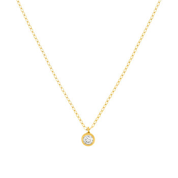 Collier or 750 jaune diamant taille brillant 0.10 ct 42cm