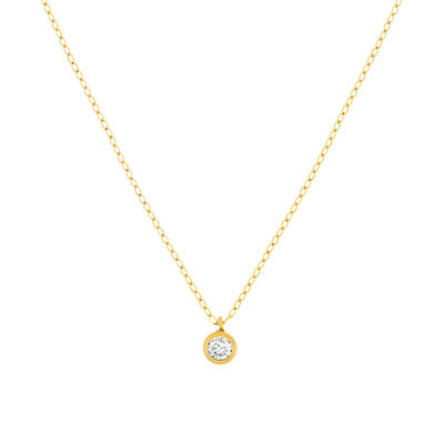 Collier or 750 jaune diamant taille brillant 0.10 ct 42cm
