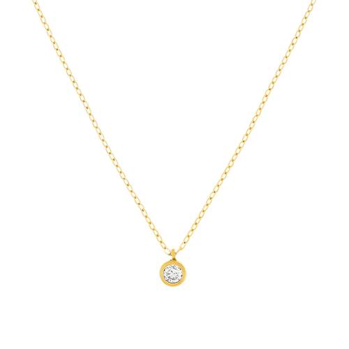 Collier or 750 jaune diamant taille brillant 0.10 ct 42cm
