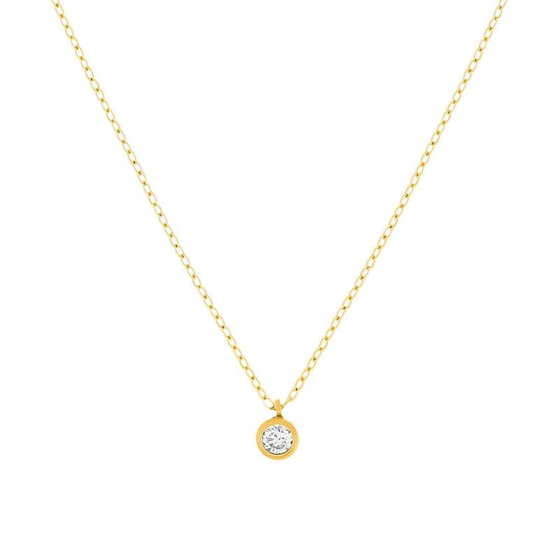 Collier or 750 jaune diamant taille brillant 0.10 ct 42cm - vue 1