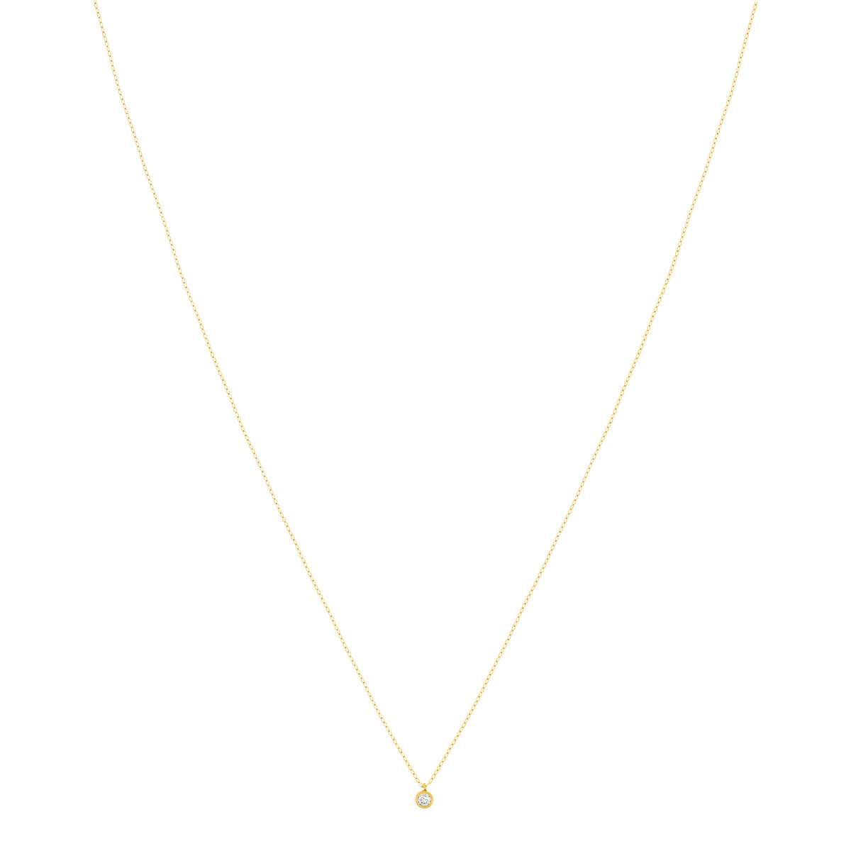 Collier or 750 jaune diamant taille brillant 0.10 ct 42cm - vue 2