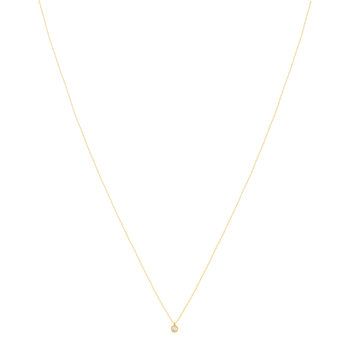 Collier or 750 jaune diamant taille brillant 0.10 ct 42cm