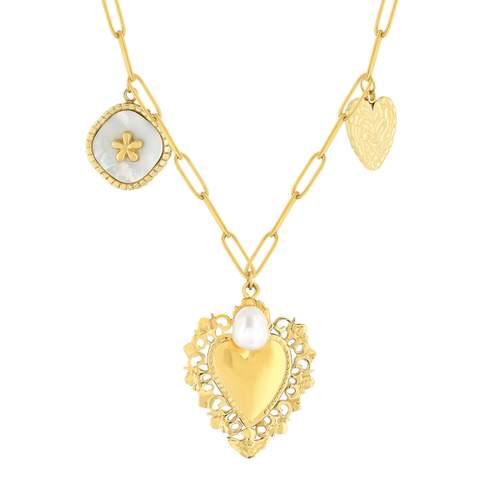 45cm Gold-Plated Steel Necklace with Mother-of-Pearl