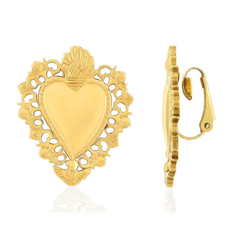 Boucles d'oreilles acier doré - vue 1