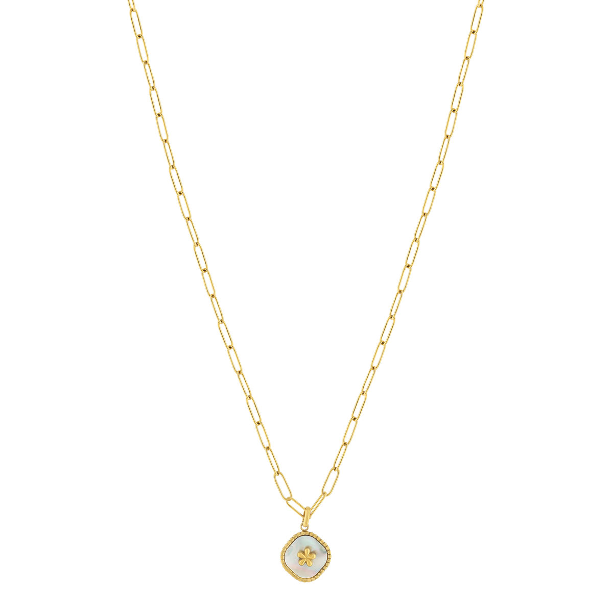 Collier acier doré nacre 45cm - vue 2