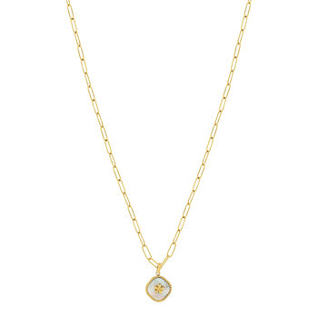 Collier acier doré nacre 45cm