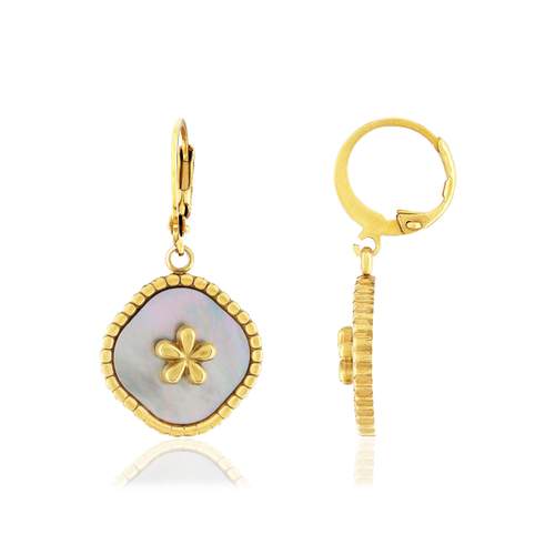 Boucles d'oreilles acier doré nacres