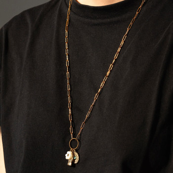 Sautoir acier doré perles 65cm