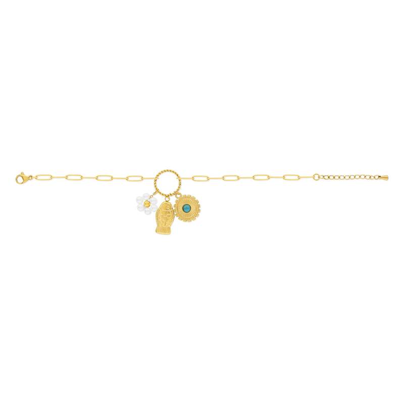 Bracelet acier doré perles - vue 2