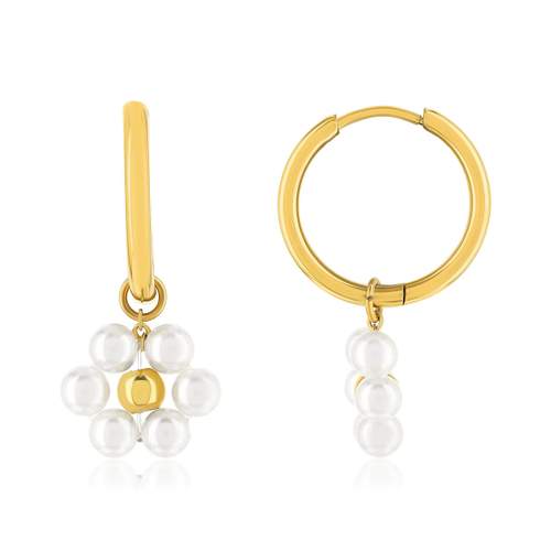 Boucles d'oreilles acier doré perles