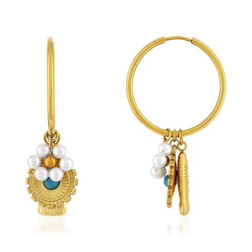 Gold-Plated Steel Pearl Earrings
