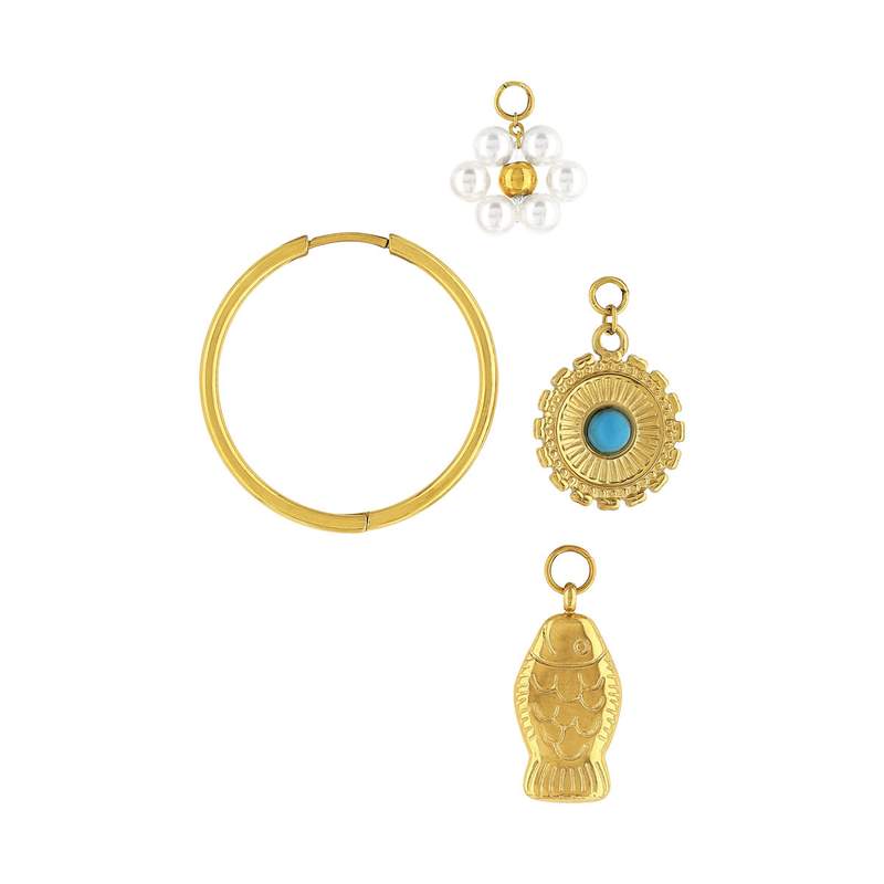 Boucles d'oreilles acier doré perles - vue 5