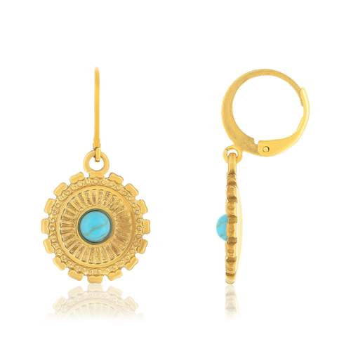 Gold-Plated Steel Earrings with Synthetic Turquoises
