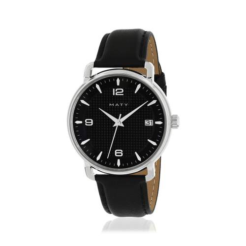 Montre MATY homme bracelet cuir noir