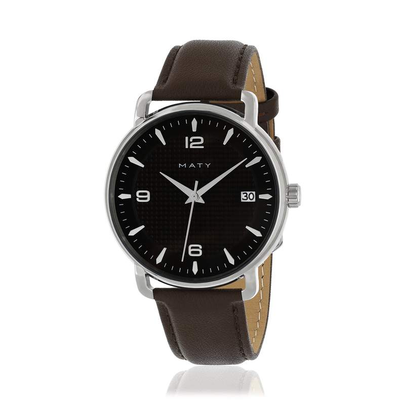 Montre MATY homme bracelet cuir marron - vue 1