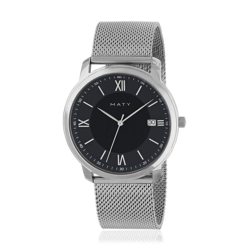 Montre MATY homme bracelet acier inoxydable gris - vue 1