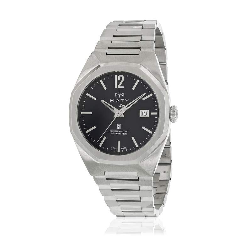 Montre MATY homme bracelet acier inoxydable gris - vue 1