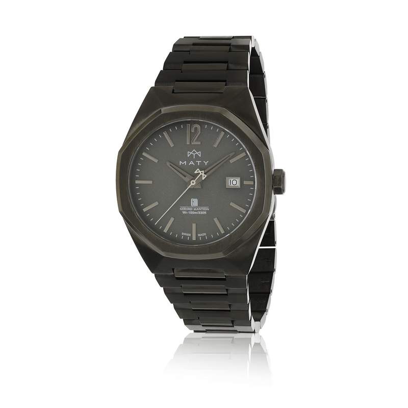 Montre MATY homme bracelet acier inoxydable gris anthracite - vue 1
