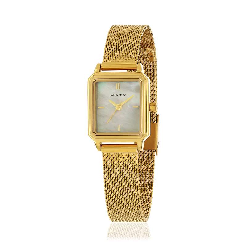 Montre MATY femme bracelet acier inoxydable doré - vue 1