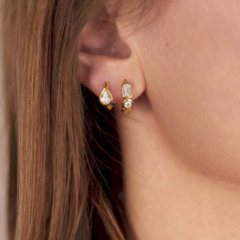 Boucles d'oreilles vermeil zirconias - vue porté 1