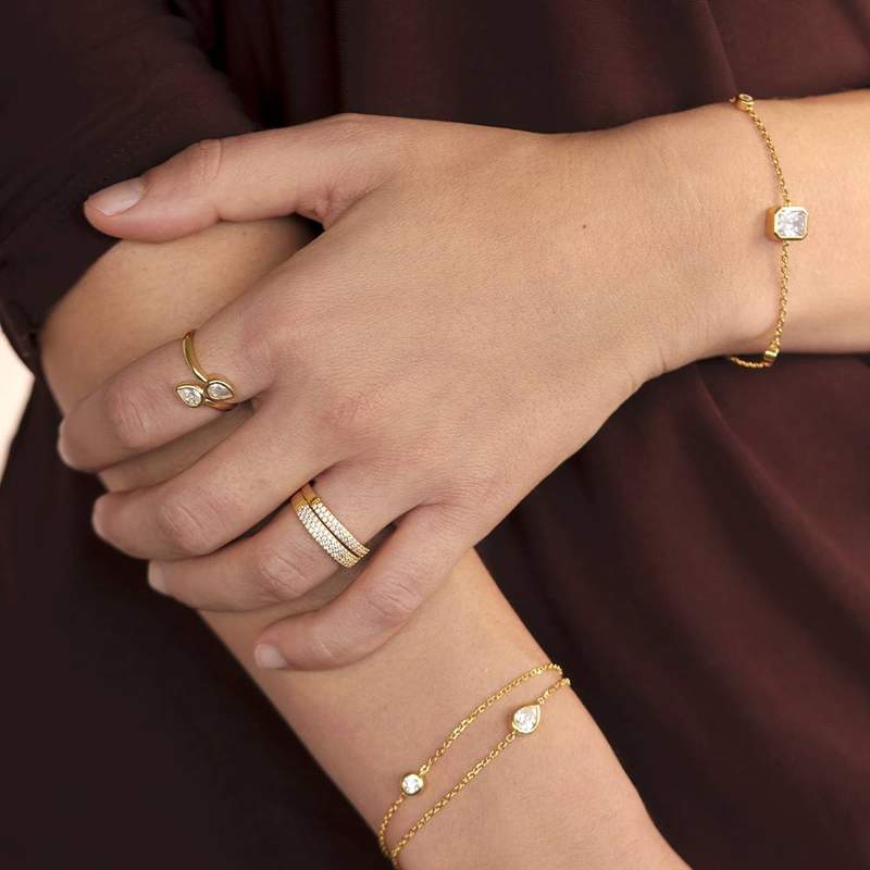 Bracelet vermeil zirconias 19 cm - vue porté 1