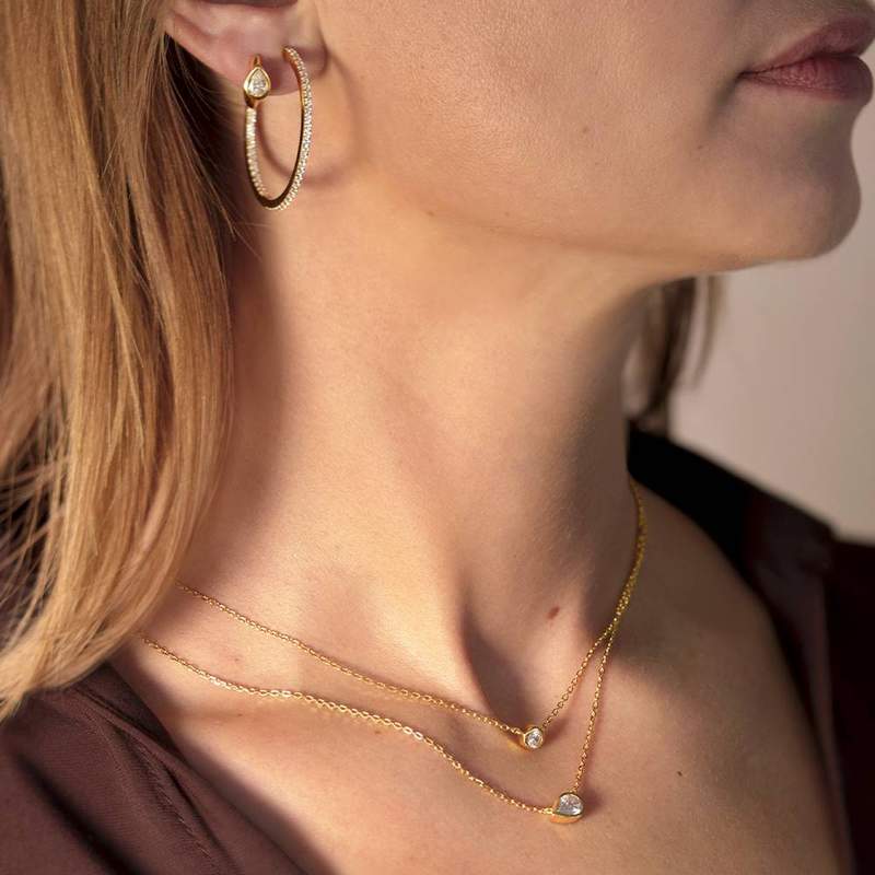 Boucles d'oreilles vermeil jaune zirconias - vue porté 1