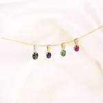 Pendentif or 750 blanc tourmaline verte ovale 1.10 ct - vue D1