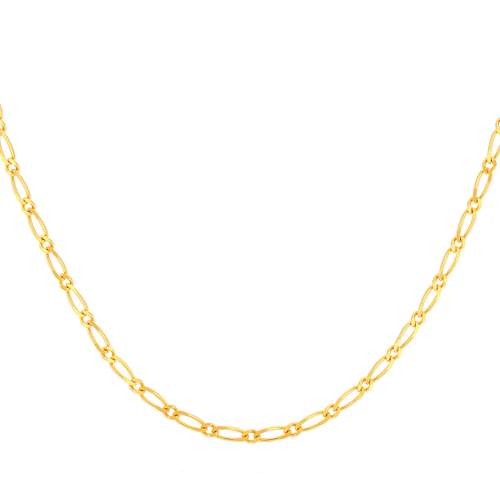 Chaine or jaune 375 maille cheval alternée 45 cm