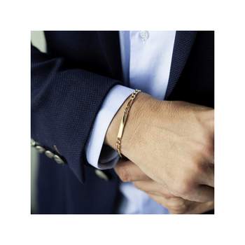 Customizable gold-plated ID bracelet with alternating horse links, 18 cm
