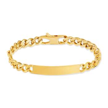 Vergulde identiteitsarmband met personaliseerbare schakelketting, 21 cm