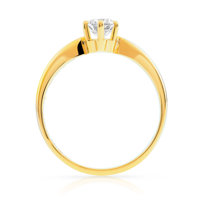 Bague Solitaire or 750 jaune diamant 0.50 ct H/SI - vue 2