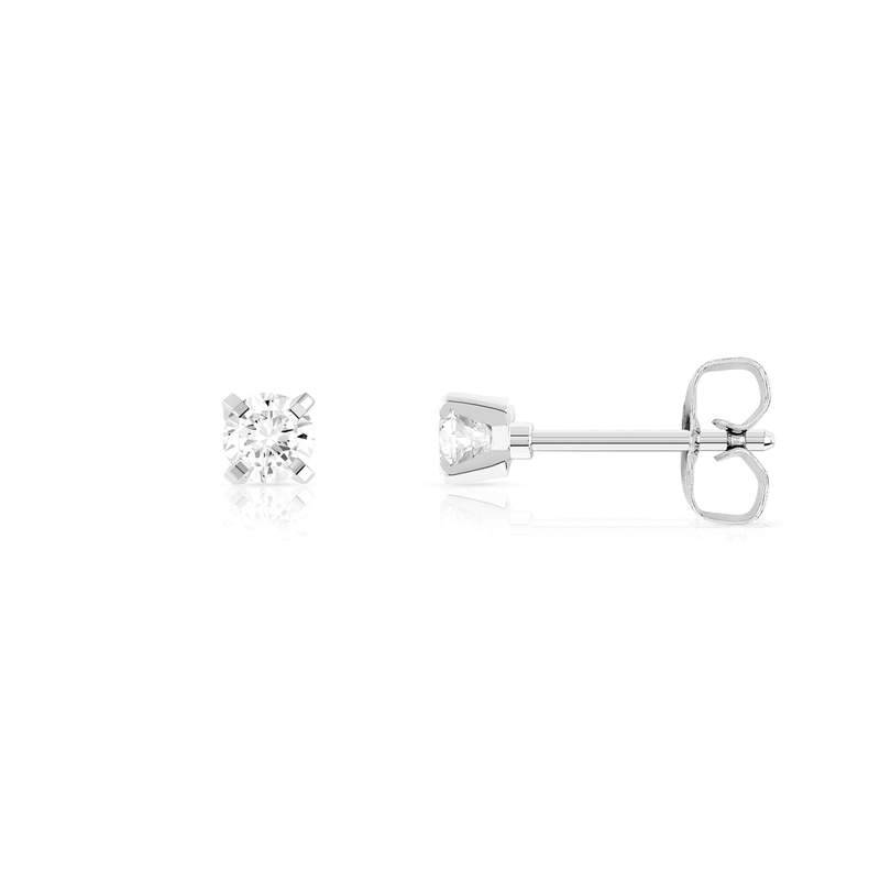 Boucles d'oreilles or 750 blanc diamant - vue 1