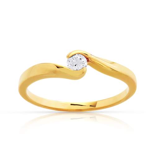 Solitaire ring in goud 750 gele diamant 15/100 ct